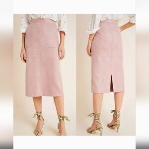 Current Air For Anthropologie Mauve Snakeskin Midi Skirt Size 8